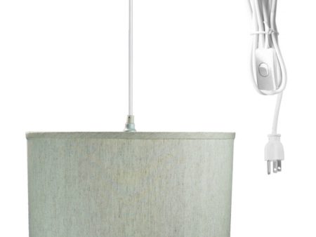 1 Light Swag Plug-In Pendant 16 w Textured Oatmeal Shade, 17  White Cord Discount