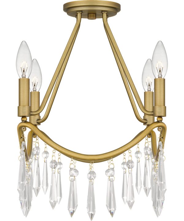 Airedale Small 4-light Semi Flush Mount Aged Brass Sale