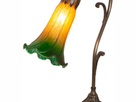 15  High Amber Green Tiffany Pond Lily Accent Lamp Online Hot Sale