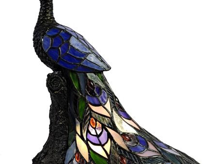 Galana Blue Peacock Tiffany Accent Lamp Sale