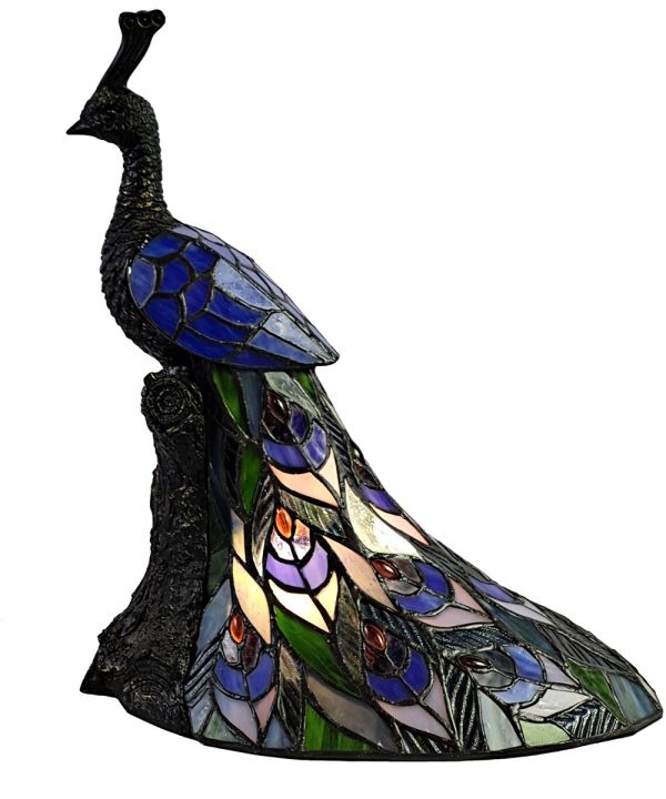 Galana Blue Peacock Tiffany Accent Lamp Sale