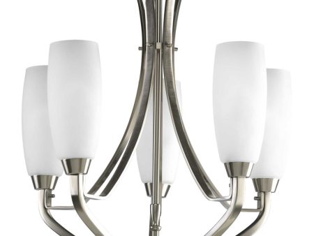 Wisten 5-Light Etched Glass Modern Chandelier Light Brushed Nickel Discount