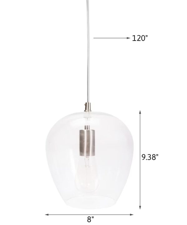 Allen + Roth 8 W 1-Light Bell Mini Pendant Light Fixture by Kichler Brushed Nickel with Clear Glass Shade Finish For Cheap