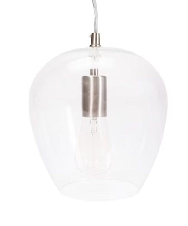 Allen + Roth 8 W 1-Light Bell Mini Pendant Light Fixture by Kichler Brushed Nickel with Clear Glass Shade Finish For Cheap