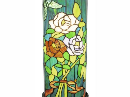 Floral Garden Column Tiffany Accent Lamp For Sale